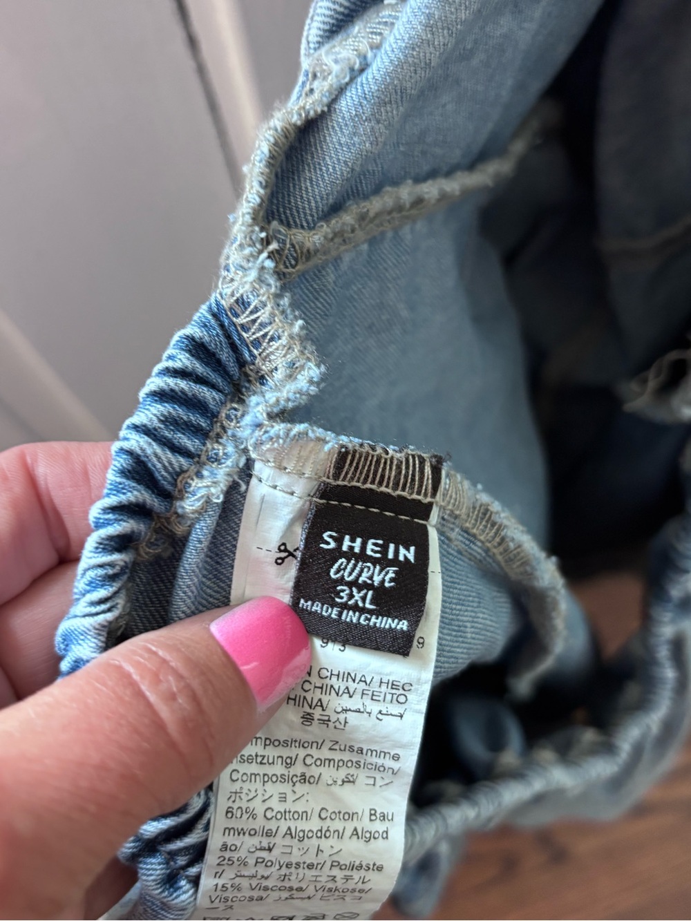 SHEIN Light Blue Denim Dress with Tie Back - Picture 4 of 6